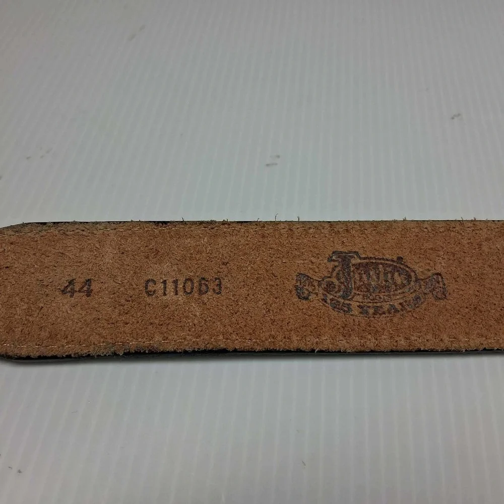 Justin Mens Black Tan Tooled Leather Western Star Belt 50 Inch C11063 Size‎ 44